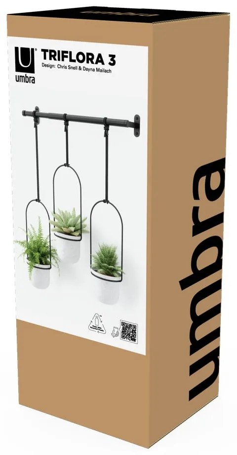 Plastový obal na kvetináč 3 ks na bylinky/závesný a nástenný ø 7,5 cm Triflora – Umbra