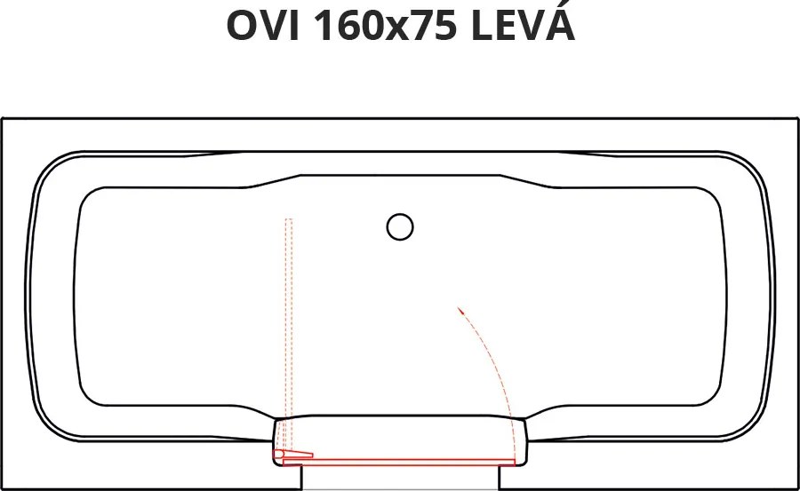 Vaňa s dvierkami Polimat OVI 160x75 ĽAVÁ s bielym čelným krycím panelom + vaňový sifón automat s prepadom VABPS-ZU 70