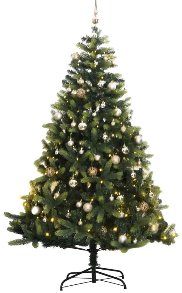 Umelý výklopný vianočný stromček 300 LED a sada gúľ 210 cm 3210405