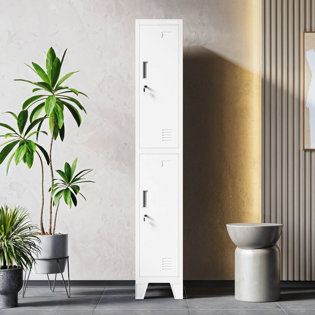 Jednoduchá pracovná šatníková skriňa biela, 292x1720x450 mm: BARTEK 1 Plus