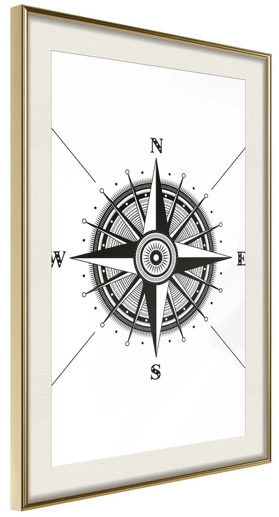 Artgeist Plagát - Compass [Poster] Veľkosť: 30x45, Verzia: Zlatý rám s passe-partout