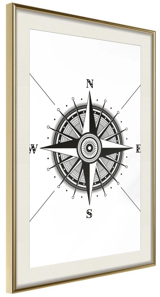 Artgeist Plagát - Compass [Poster] Veľkosť: 40x60, Verzia: Zlatý rám s passe-partout
