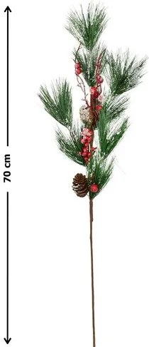 Umelá vetvička borovica s dekoráciou, 75 cm