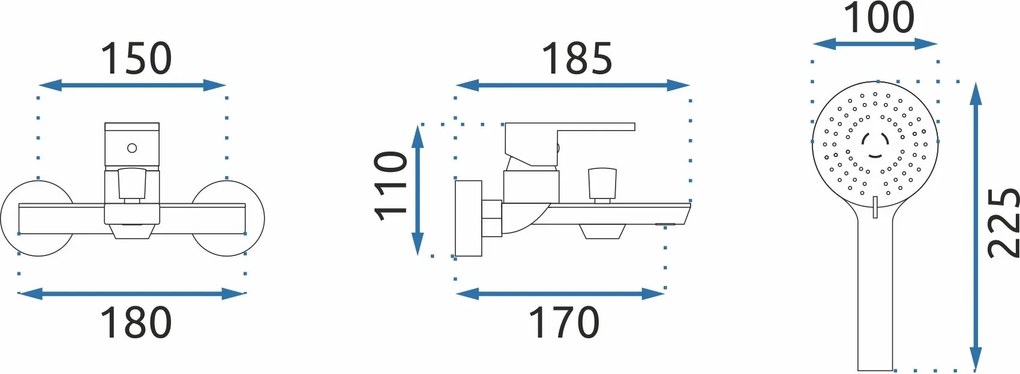REA Flip, vaňová batéria so sprchovou ručnou sadou, čierna matná, REA-B2003