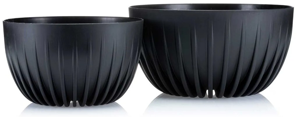 PLASTOVÝ KVETINÁČ STRIPPED ECO 14X24 CM ČIERNA