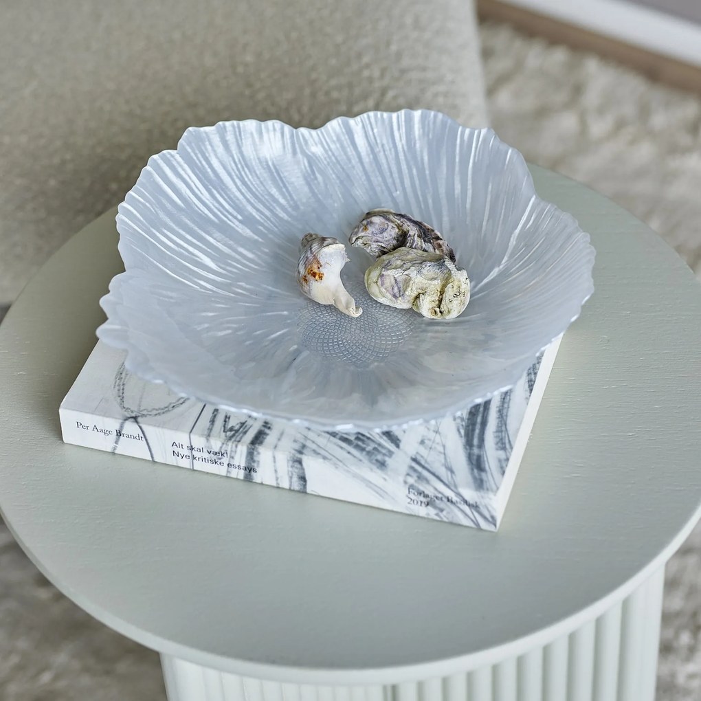 Bloomingville Dekoratívna sklenená misa Iani White Ø 26 cm