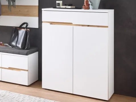 Botník so zásuvkou Memphis, biely/dub artisan%