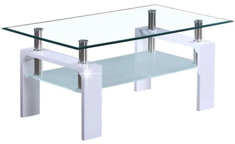 Kondela Konferenčný stolík, biela extra vysoký lesk HG/sklo, LIBOR NEW