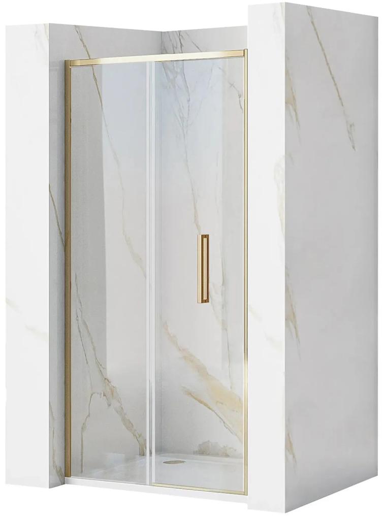 Rea Rapid Fold, skladacie sprchové dvere 90x195 cm, 4mm číre sklo, zlatý lesklý profil, REA-K4129