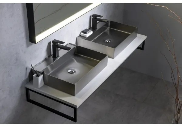 Sapho - Umývadlo na dosku AURUM 55x42 cm, brúsená nerezová oceľ