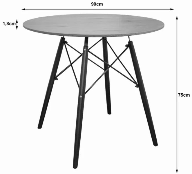 TRENDIE Jedálenský stôl EDDIE 90 cm jaseň