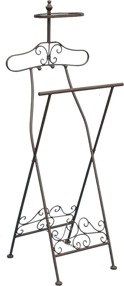 Hnedý antik kovový nemý sluha/stojan na oblečenie - 46*41*121 cm