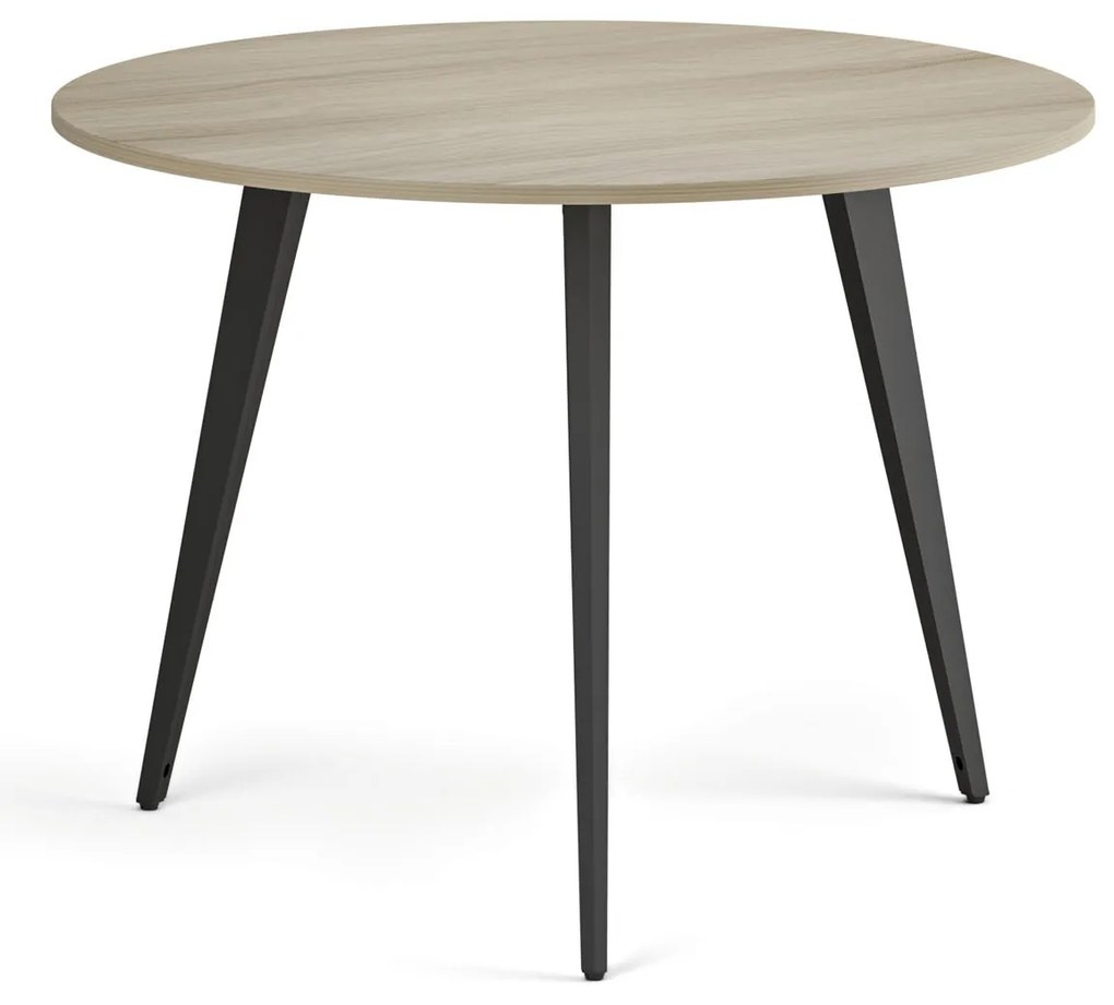 Konferenčný stôl PRIMO VIBE, priemer 100 cm, čierna podnož, dub prírodný