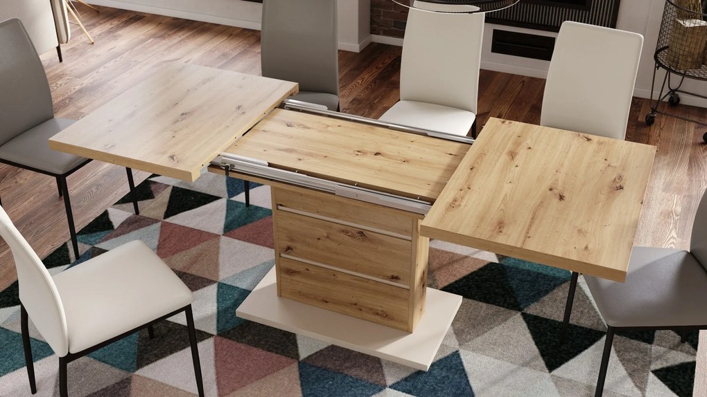 Mazzoni PIANO dub artisan / béžová - moderný rozkladací stôl do 200 cm