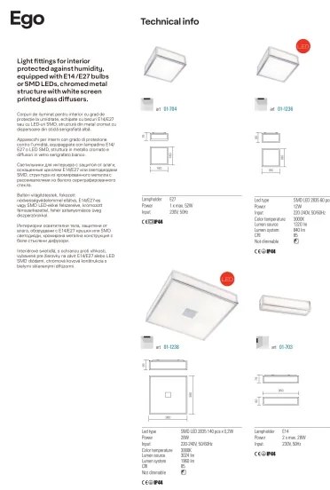 Redo 01-1236 -LED Kúpeľňové stropné svietidlo EGO LED/12W/230V IP44 lesklý chróm