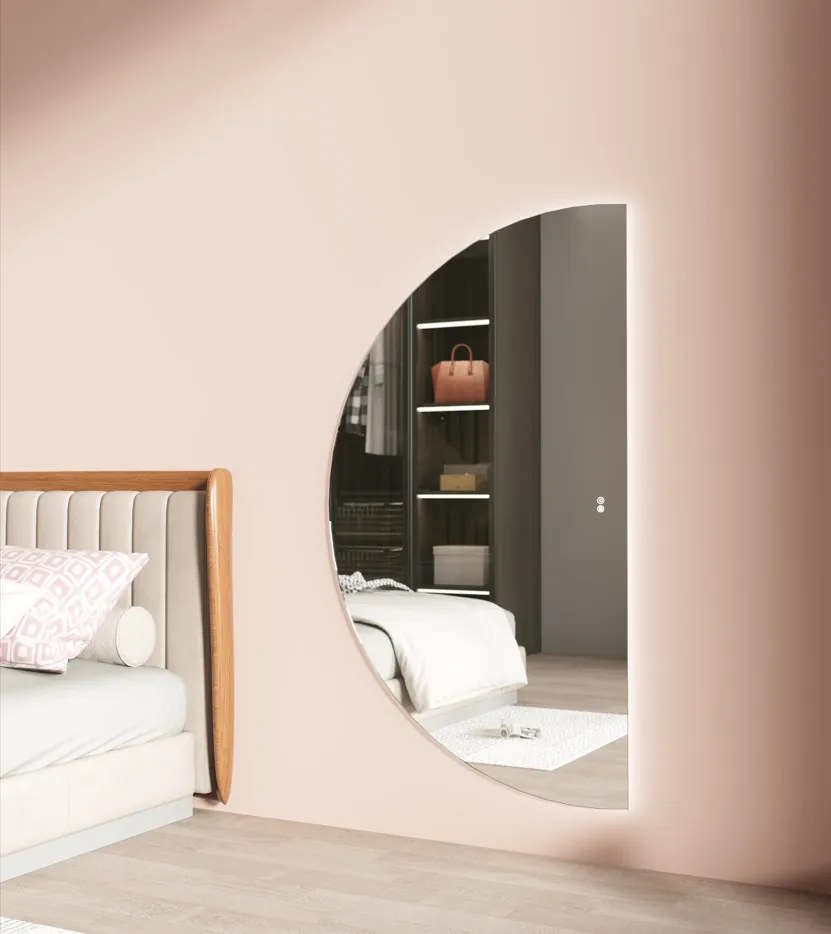 Erga Kori, polkruhové LED zrkadlo 80x140cm, 3105 lm, 3 farby svetla, ERG-V01-KORI-8014-CL