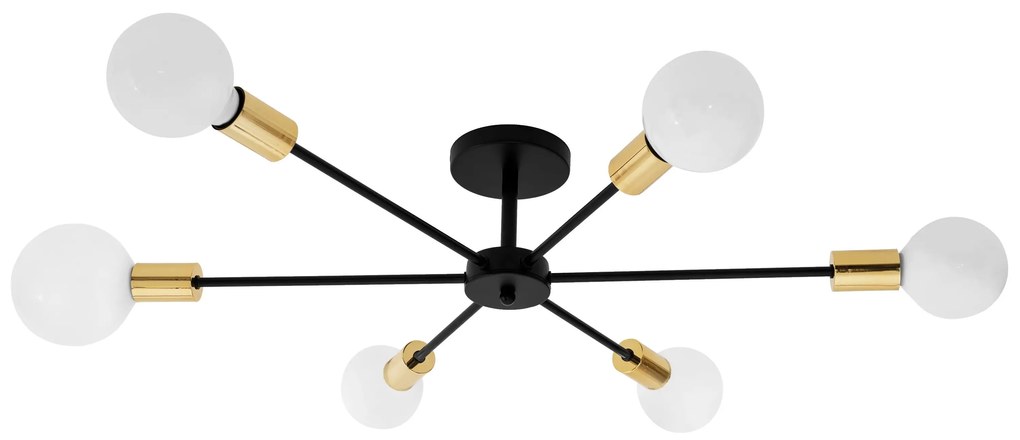 Toolight - Lampa spider-6 APP501-6C, čierna-zlatá, OSW-01100