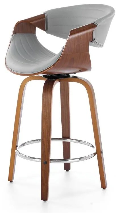 HALMAR Barová stolička H-123, sivá/orech