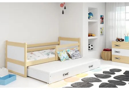 Detská posteľ s výsuvnou posteľou RICO 200x90 cm Sivá  Ružová