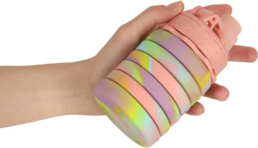 KIK Silikónová skladacia fľaša na vodu 500 ml, športová, viacfarebná
