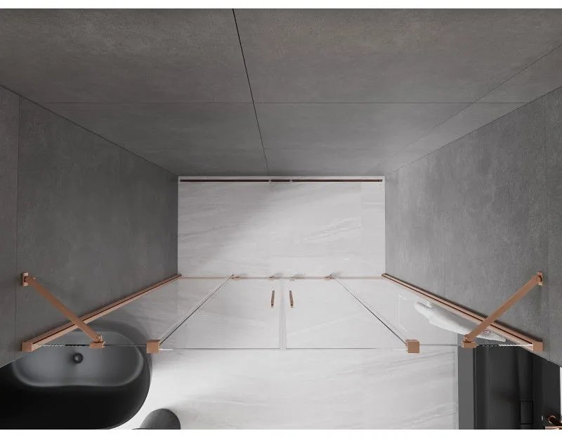 Mexen Velar Duo, posuvné dvere do otvoru 200x200 cm, 8mm číre sklo, medená matná, 871-200-000-02-65