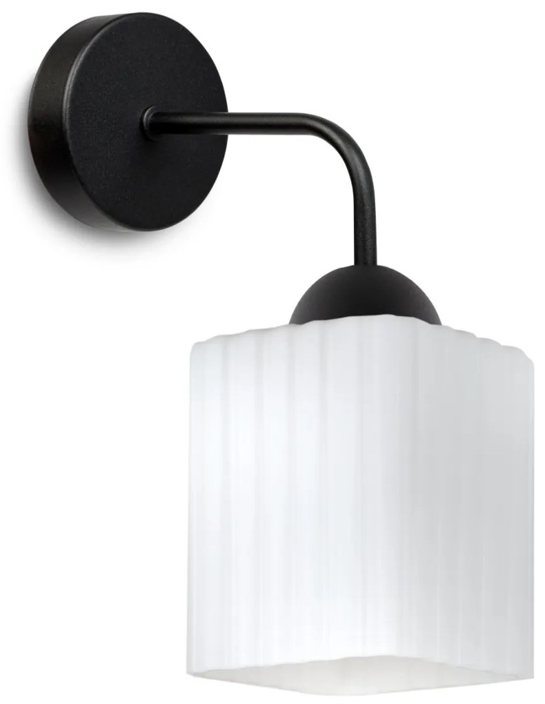 Nástenné svietidlo Riffle Square, 1x biele sklenené tienidlo, b