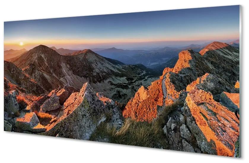 Sklenený obraz horské slnko 120x60 cm