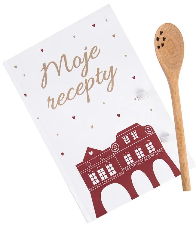 Knižka na recepty s vareškou DOMKY zlatá