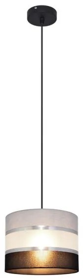 Luster na lanku HELEN 1xE27/15W/230V pr. 20 cm čierna/šedá/strieborná