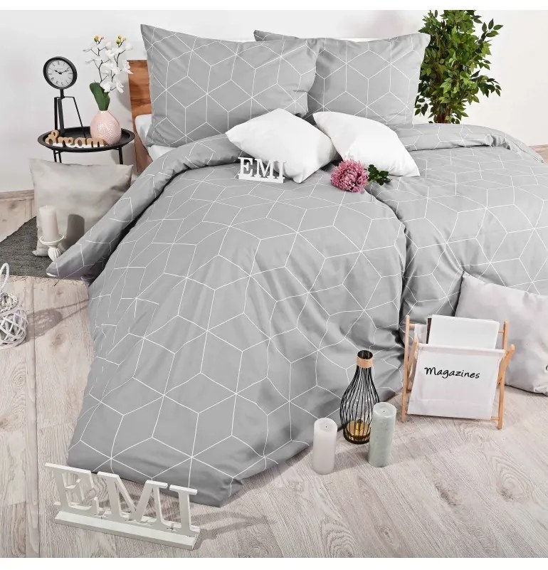 Obliečky bavlnené Alya grey EMI, Štandardný set jednolôžko obsahuje 1x 140x200 + 1x 70x90