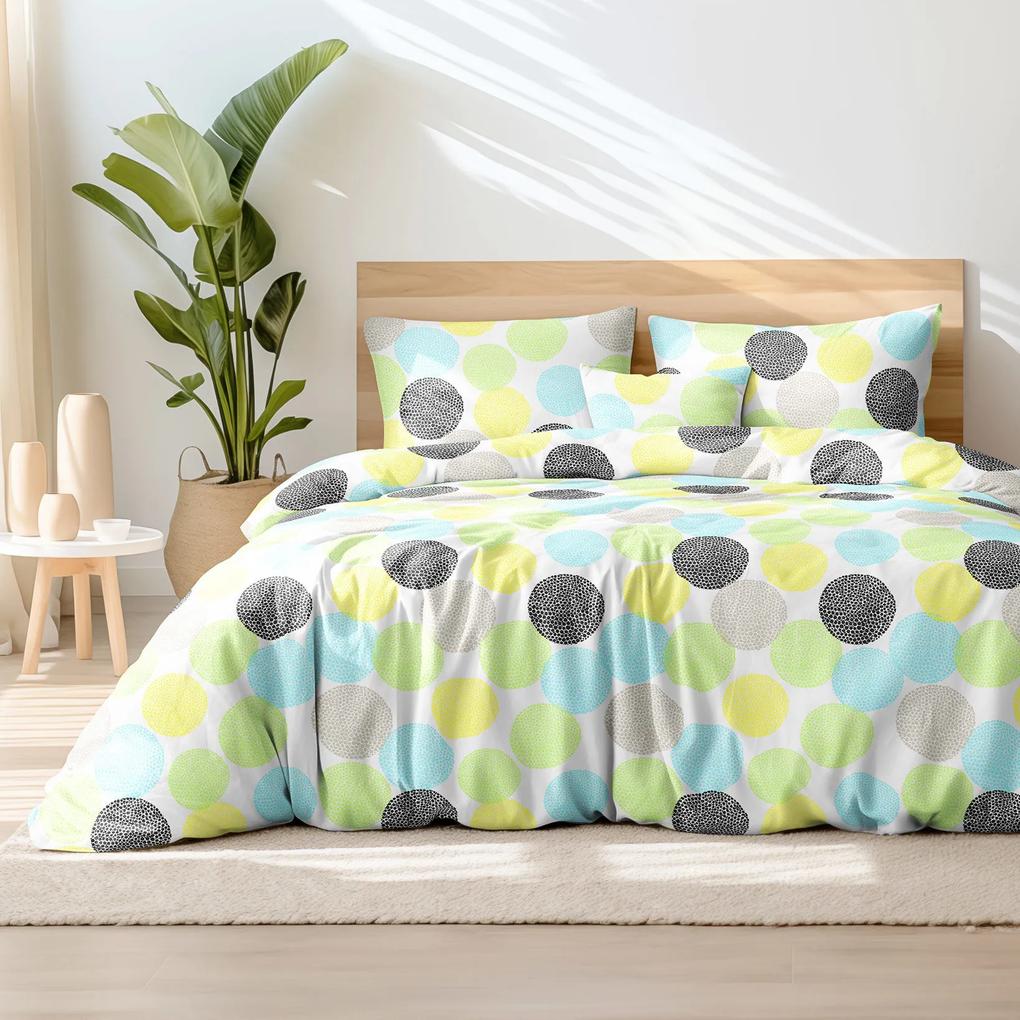 Goldea bavlnené posteľné obliečky - farebné kruhy s drobnými tvarmi 140 x 220 a 70 x 90 cm
