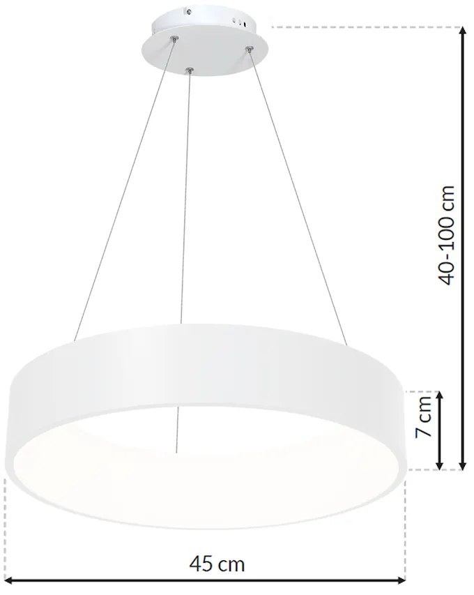 Závesné LED svietidlo Ohio, 1x LED 40w, 3000-6000k, w