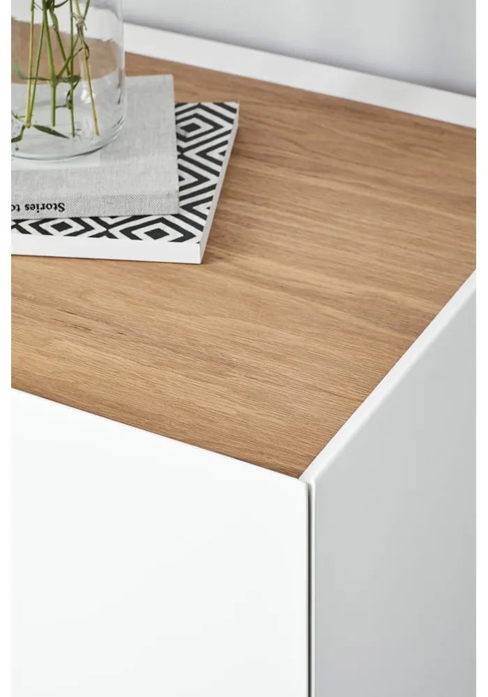 Biela nízka komoda v dekore duba 110x85 cm Arista – Teulat
