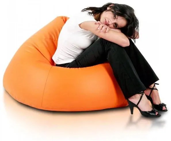 INTERMEDIC SK - Sedací vak Relax 110x70 cm | kreslo na oddych z ekokože alebo polyesteru, 300 l Farba: E04 - Oranžová pomaranč (ekokoža)