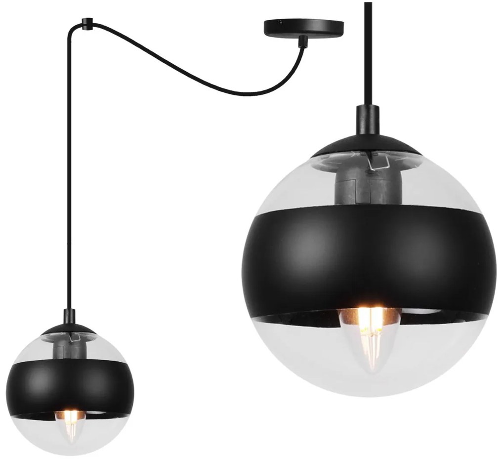 Závesne svietidlo Toledo Spider, 1x čierne/transparentné sklenené tienidlo, B