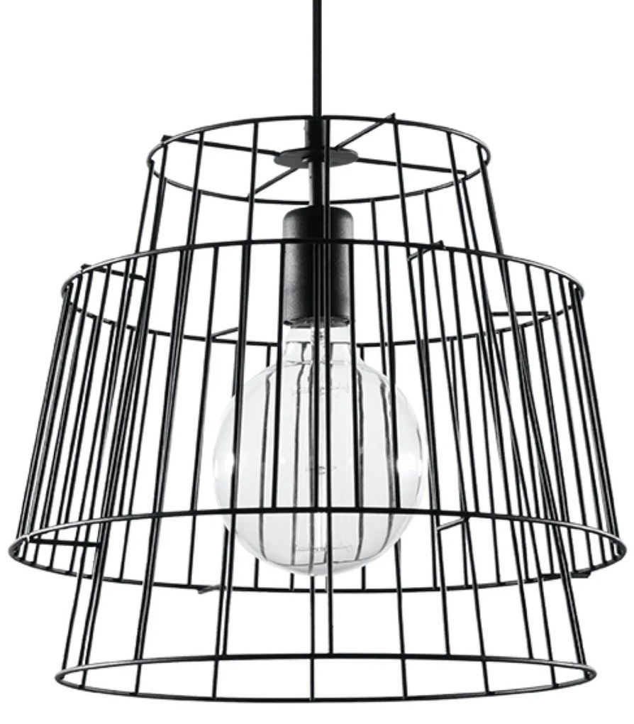 Závesné svietidlo Gate, 1x čierne drôtené tienidlo