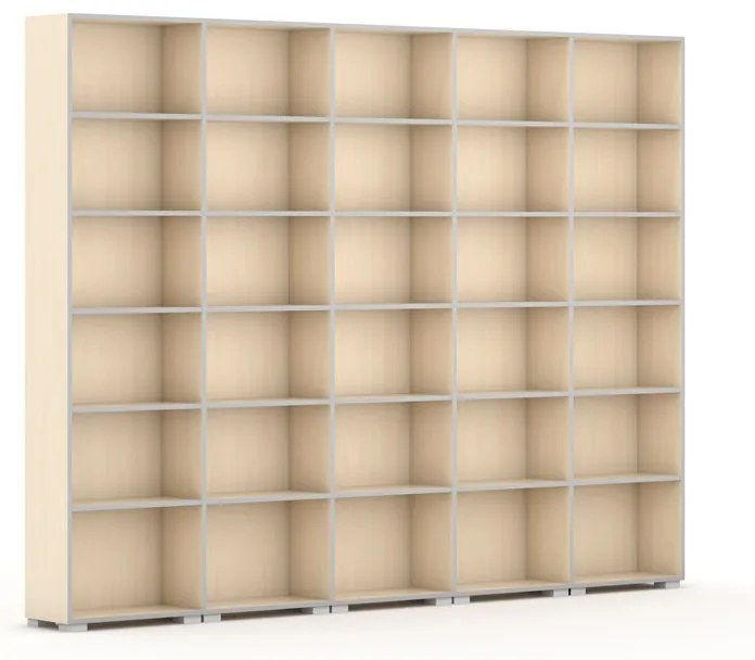 Knižnica SILVER LINE, 5 stĺpcov, 2230 x 3000 x 400 mm, breza