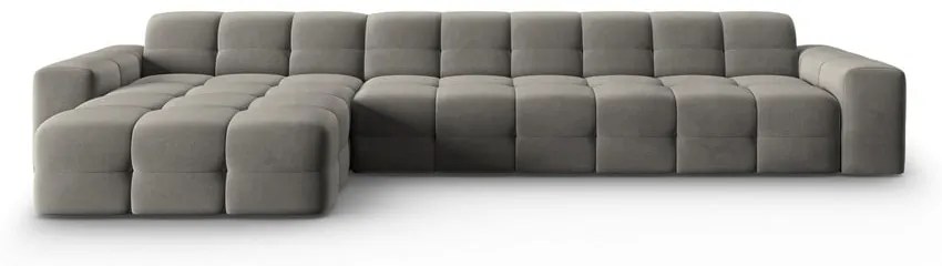 Sivá zamatová rohová pohovka (ľavý roh) Kendal - Micadoni Home