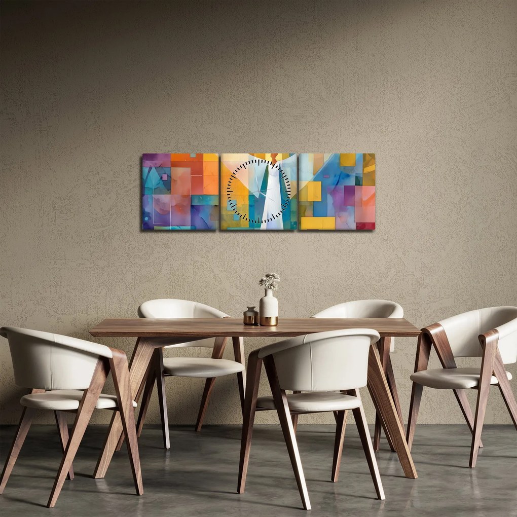 Obraz - Geometrický anjel (s hodinami) (90x30 cm)