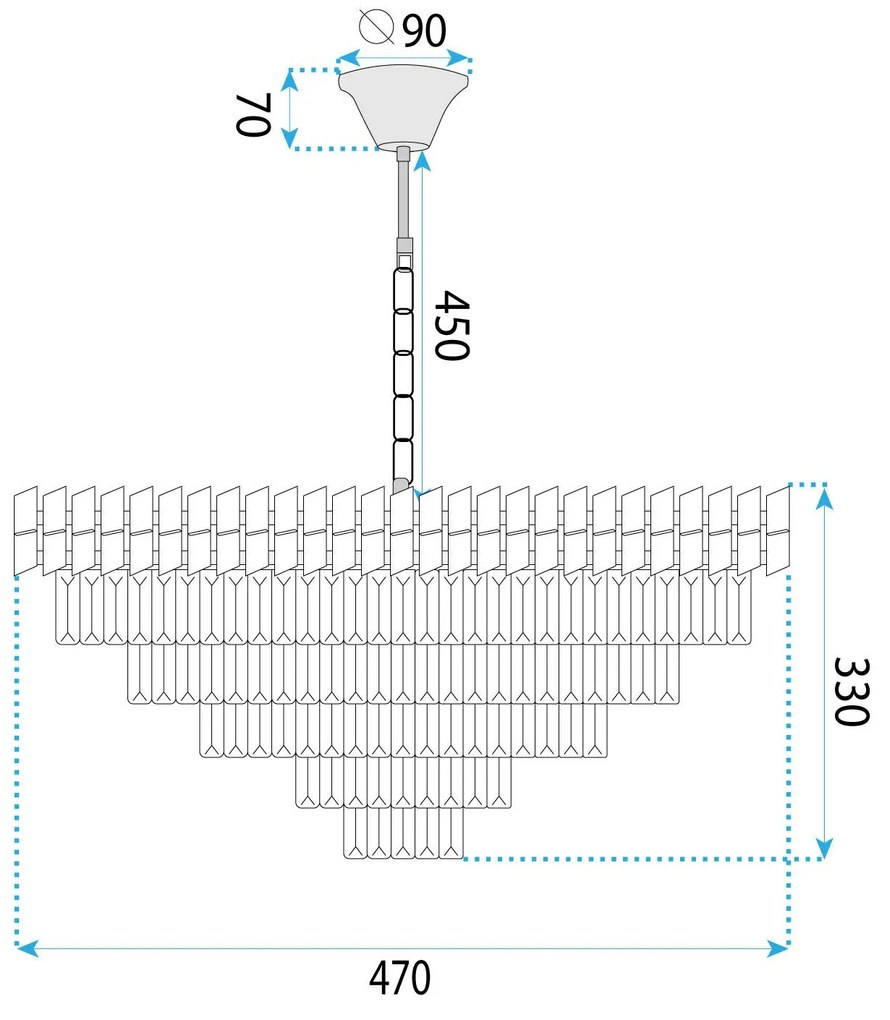 Toolight Toolight, krištáľové stropné svietidlo 50cm, 7xE14, G054-CP, zlatá, OSW-08948