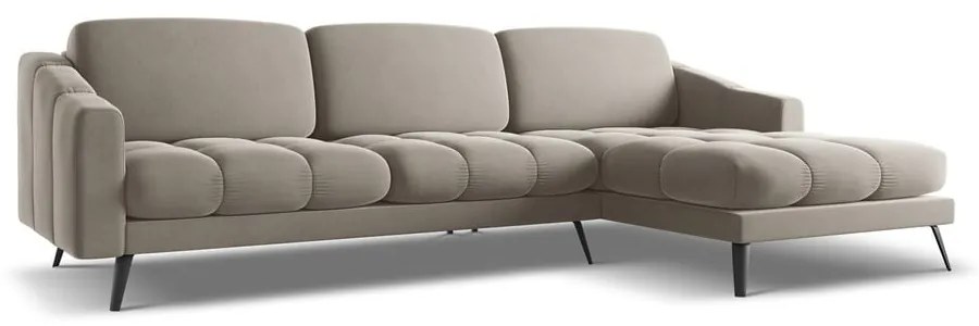 Béžová zamatová rohová pohovka (pravý roh) Nalu – Makamii