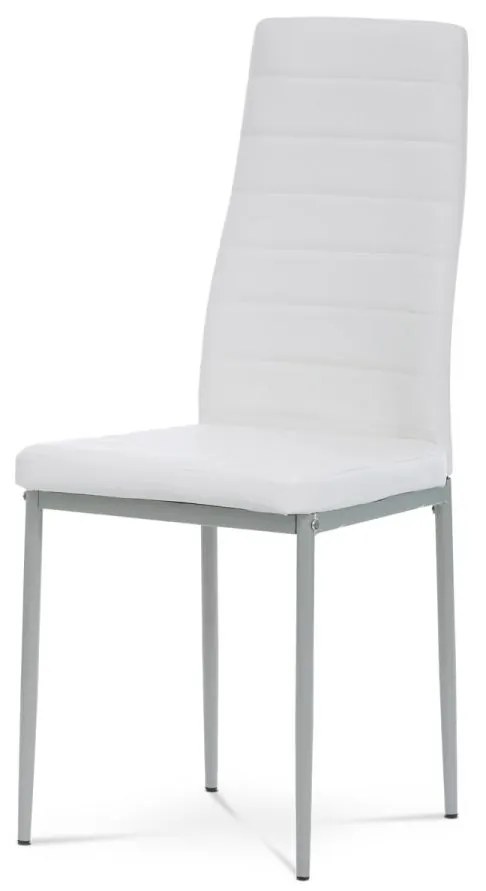 Stolička jedálenská DCL-377 WT biela koženka, šedý kov