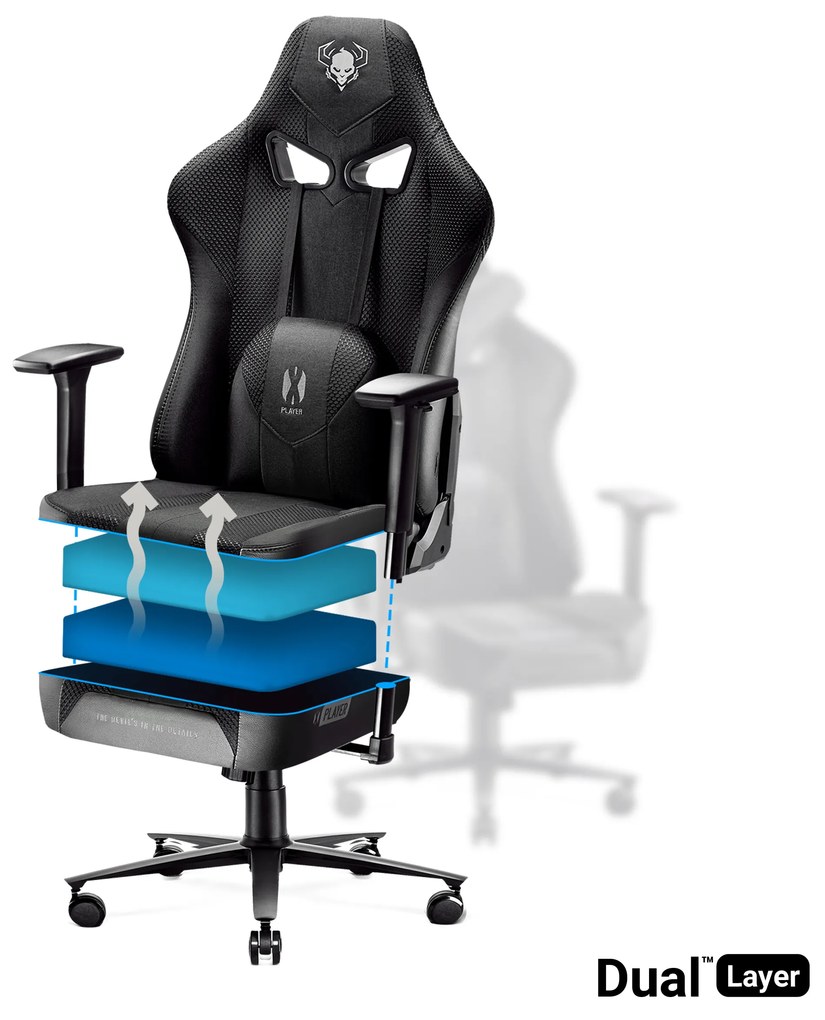 Látkové herné kreslo Diablo X-Player 2.0 King Size: čierne Diablochairs