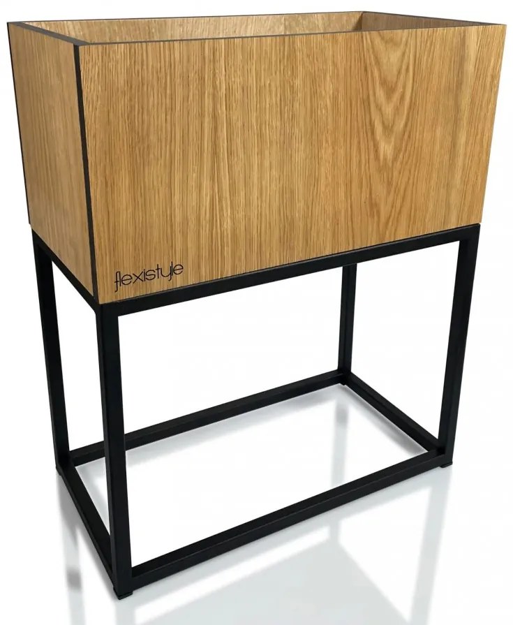 Dekoračný kvetináč z hladkého prírodného dubu LOFT FIORINO 42X22X50 cm
