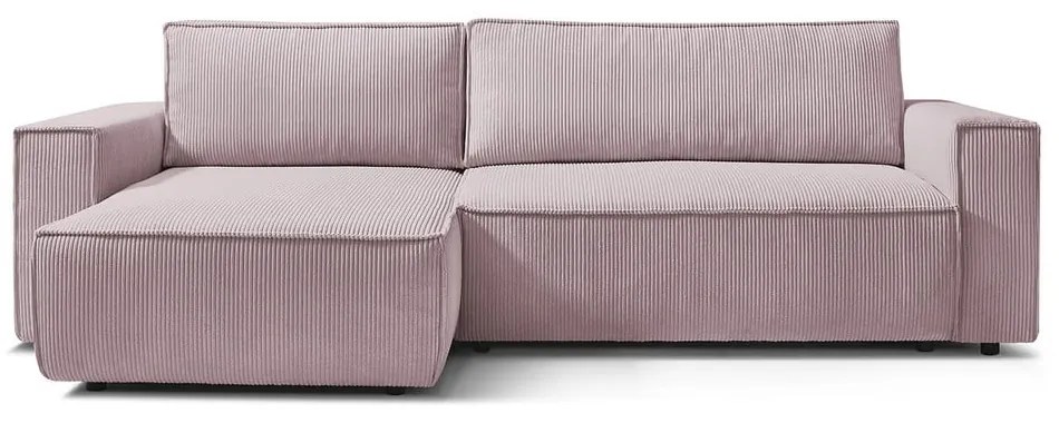 Svetloružová menčestrová rozkladacia rohová variabilná pohovka Nihad – Bobochic Paris