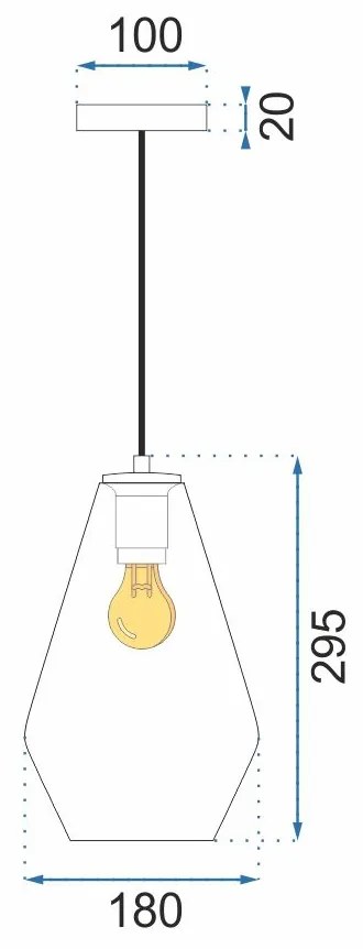 Toolight - sklenené závesné svietidlo E27 60W APP438-1CP, OSW-00568