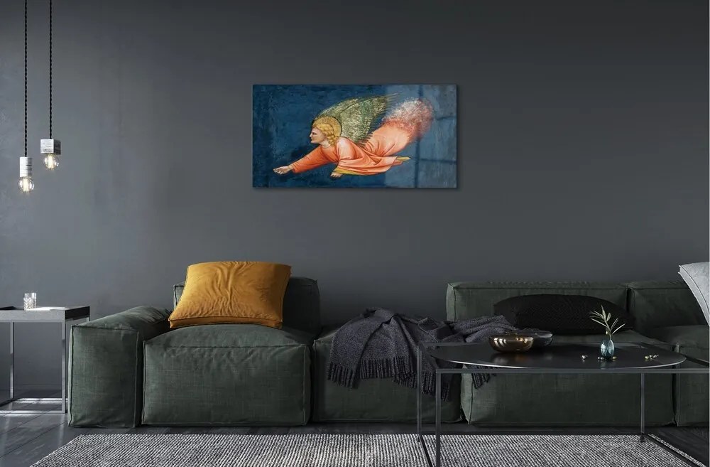 Obraz na skle Art okrídlený anjel 125x50 cm