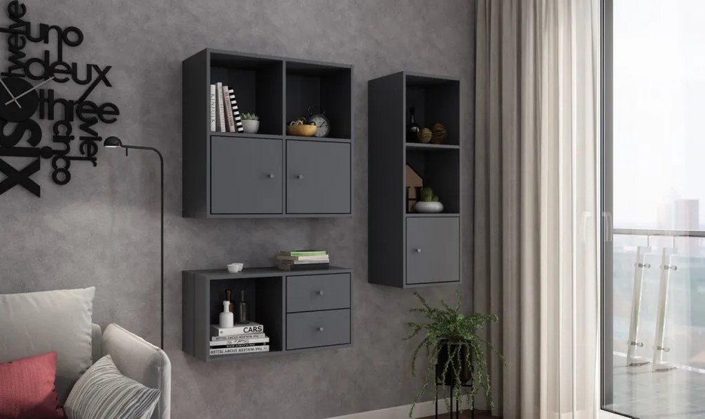 Súprava zásuviek (2 ks) Jerry, grafit