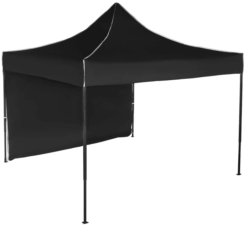Rýchlorozkladací nožnicový stan 3x3m – oceľový, Čierna, 1 bočná plachta