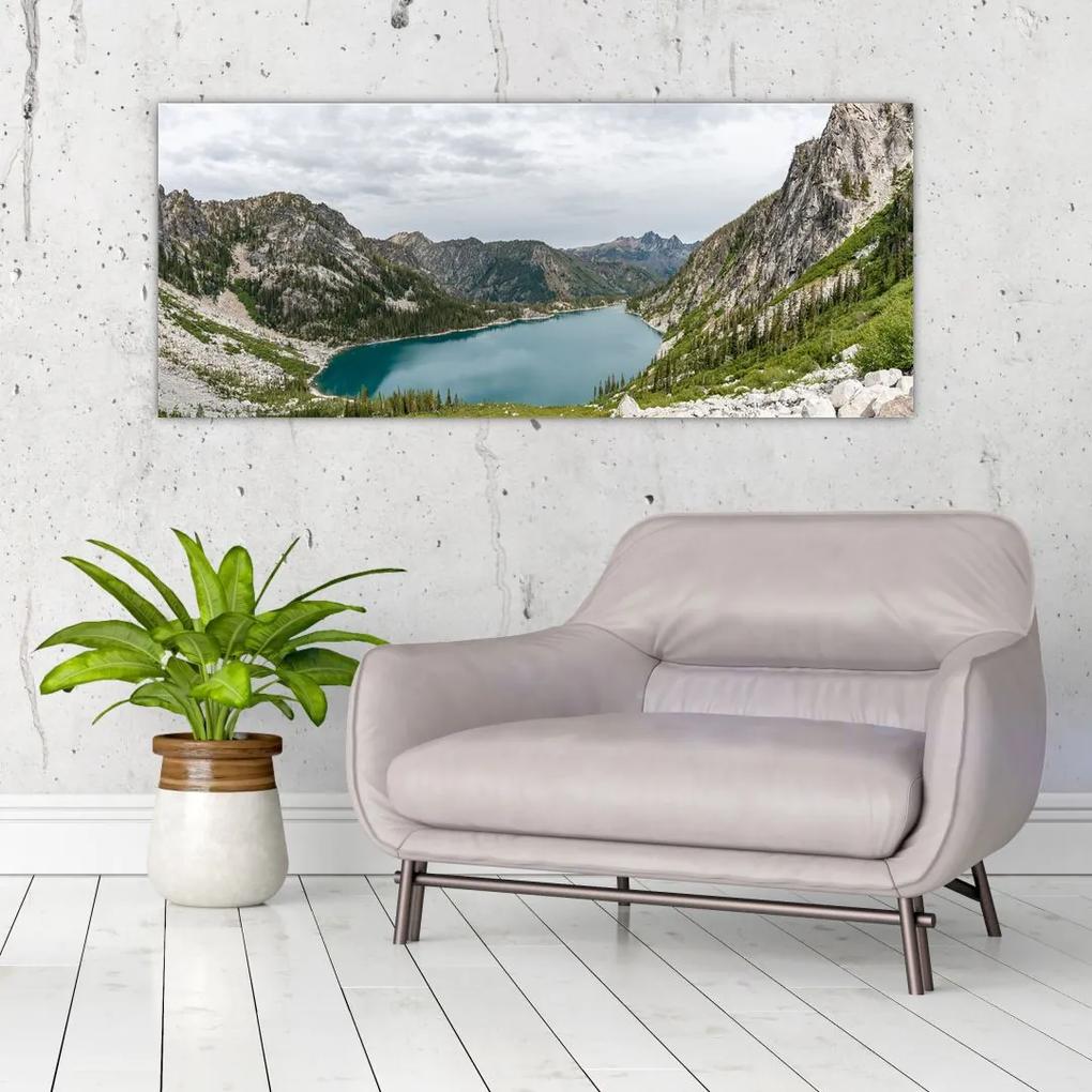 Obraz jazera v horách (120x50 cm)